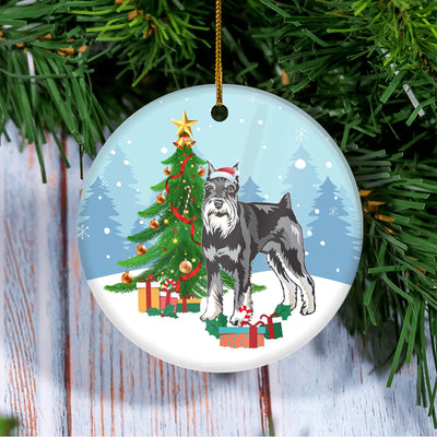 Merry Christmas Tree Schnauzer Christmas and Dogs Gift for Dog Lovers Christmas Tree Ornament | teecentury