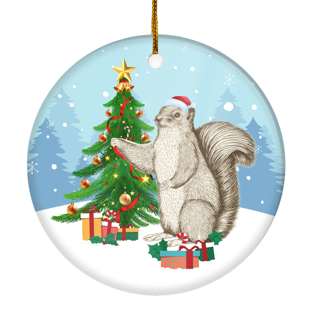 Merry Christmas Tree Squirrel Christmas Tree Ornament | teecentury