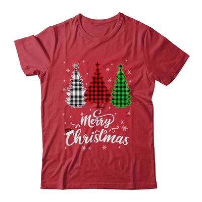 Merry Christmas Tree Xmas Buffalo Plaid Red White Green Shirt & Sweatshirt | teecentury