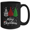 Merry Christmas Tree Xmas Buffalo Plaid Red White Green Mug | teecentury