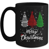 Merry Christmas Tree Xmas Buffalo Plaid Red White Green Mug | teecentury