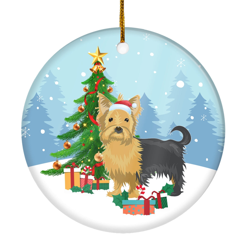 Merry Christmas Tree Yorkie Christmas and Dogs Gift for Dog Lovers Christmas Tree Ornament | teecentury