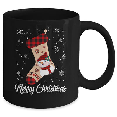 Merry Christmas Women Men Kids Funny Xmas Stocking Red Plaid Mug | teecentury