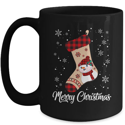 Merry Christmas Women Men Kids Funny Xmas Stocking Red Plaid Mug | teecentury