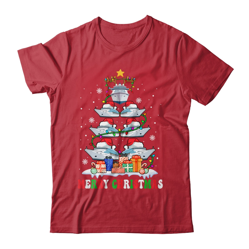 Merry Christmas Xmas Tree Reindeer Santa Cruise Ships Xmas Shirt & Sweatshirt | teecentury