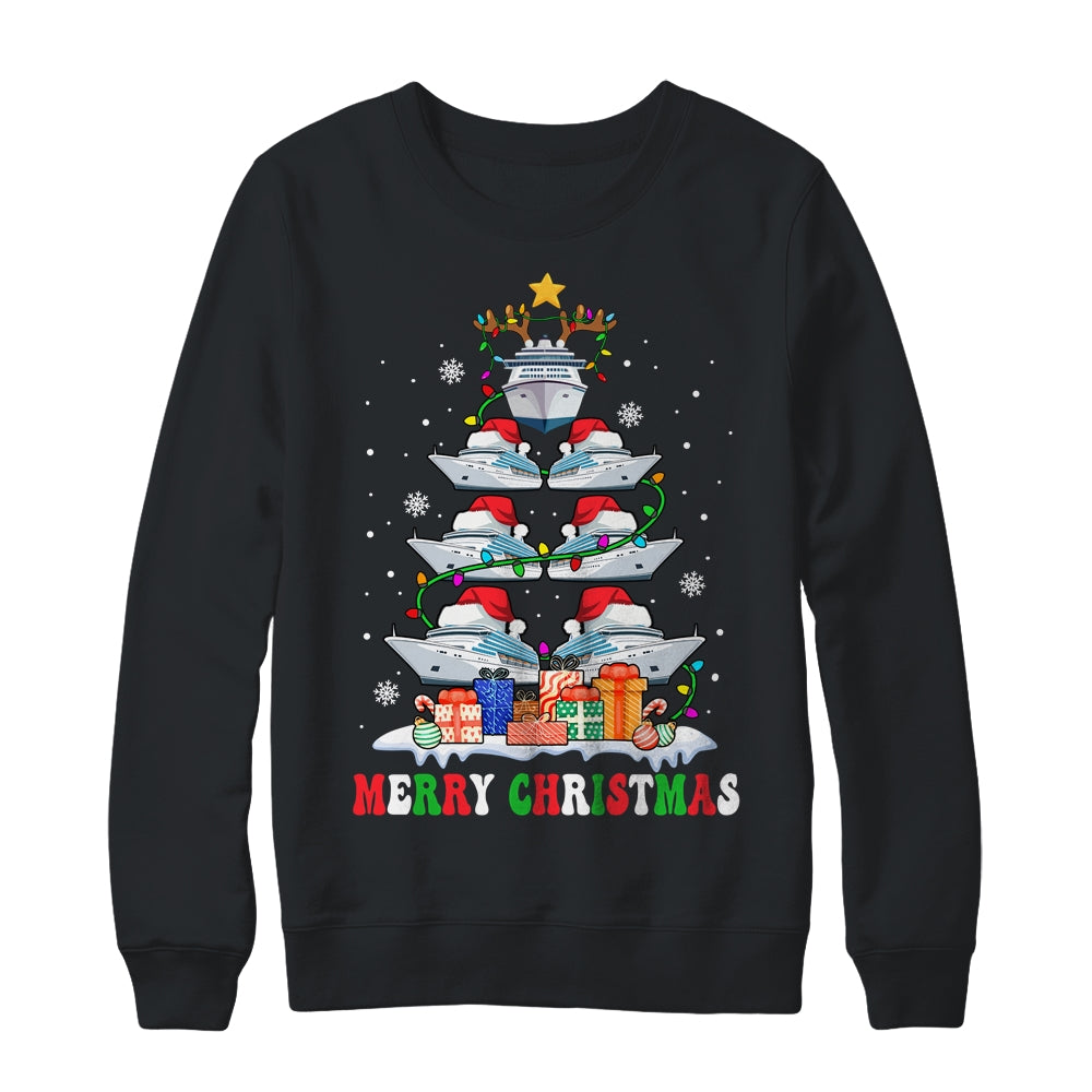 Merry Christmas Xmas Tree Reindeer Santa Cruise Ships Xmas Shirt & Sweatshirt | teecentury