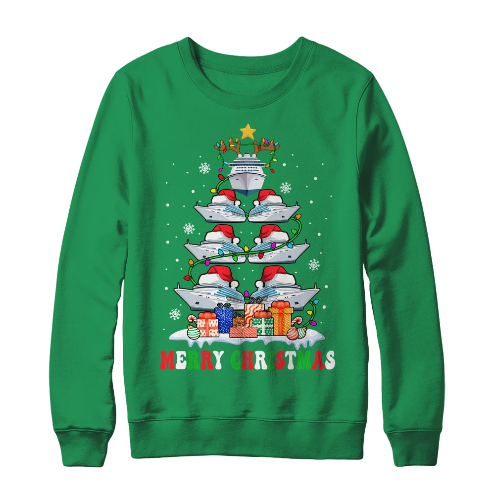 Merry Christmas Xmas Tree Reindeer Santa Cruise Ships Xmas Shirt & Sweatshirt | teecentury