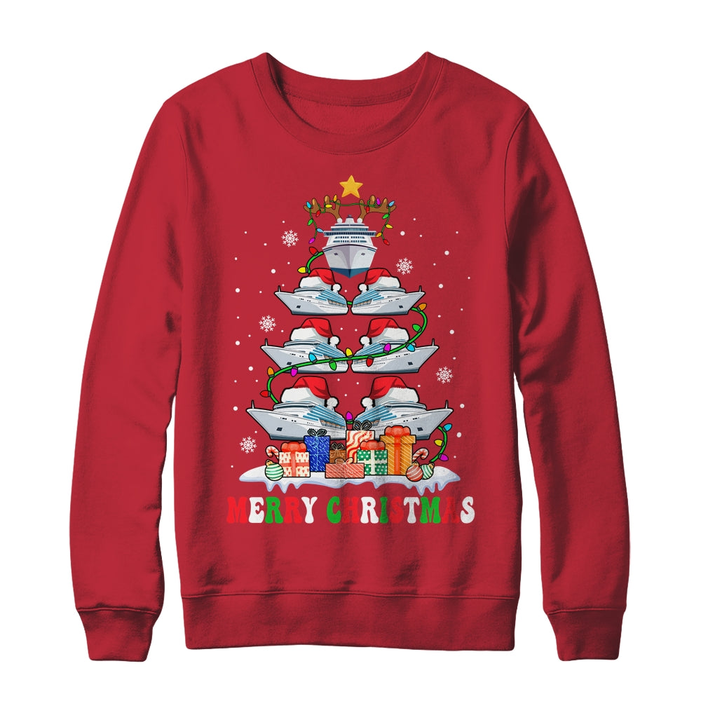 Merry Christmas Xmas Tree Reindeer Santa Cruise Ships Xmas Shirt & Sweatshirt | teecentury