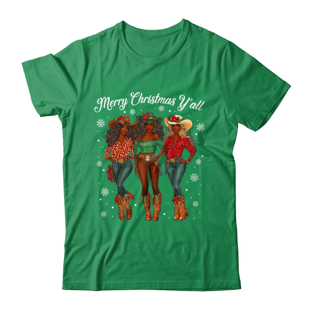 Merry Christmas Y'all Black Cowgirls African Christmas Xmas Shirt & Sweatshirt | teecentury