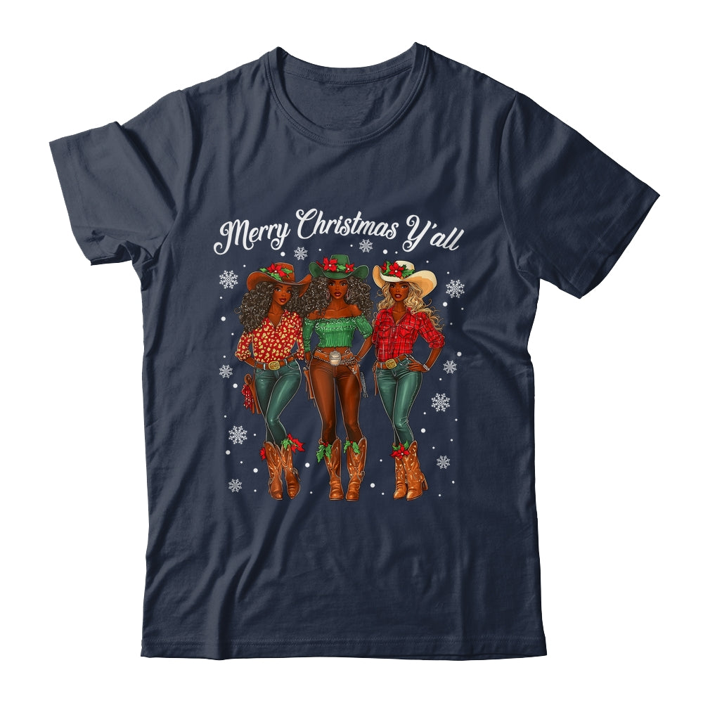 Merry Christmas Y'all Black Cowgirls African Christmas Xmas Shirt & Sweatshirt | teecentury