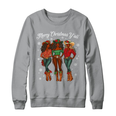 Merry Christmas Y'all Black Cowgirls African Christmas Xmas Shirt & Sweatshirt | teecentury