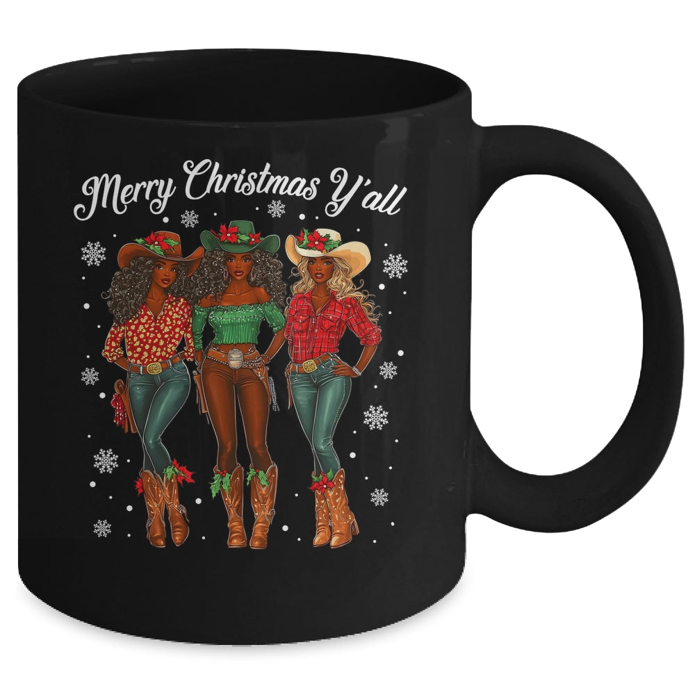 Merry Christmas Y'all Black Cowgirls African Christmas Xmas Mug | teecentury
