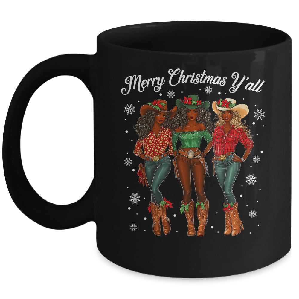Merry Christmas Y'all Black Cowgirls African Christmas Xmas Mug | teecentury