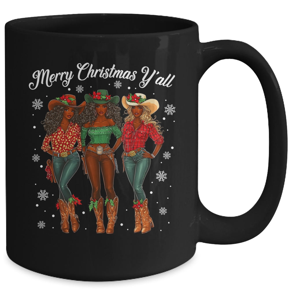 Merry Christmas Y'all Black Cowgirls African Christmas Xmas Mug | teecentury
