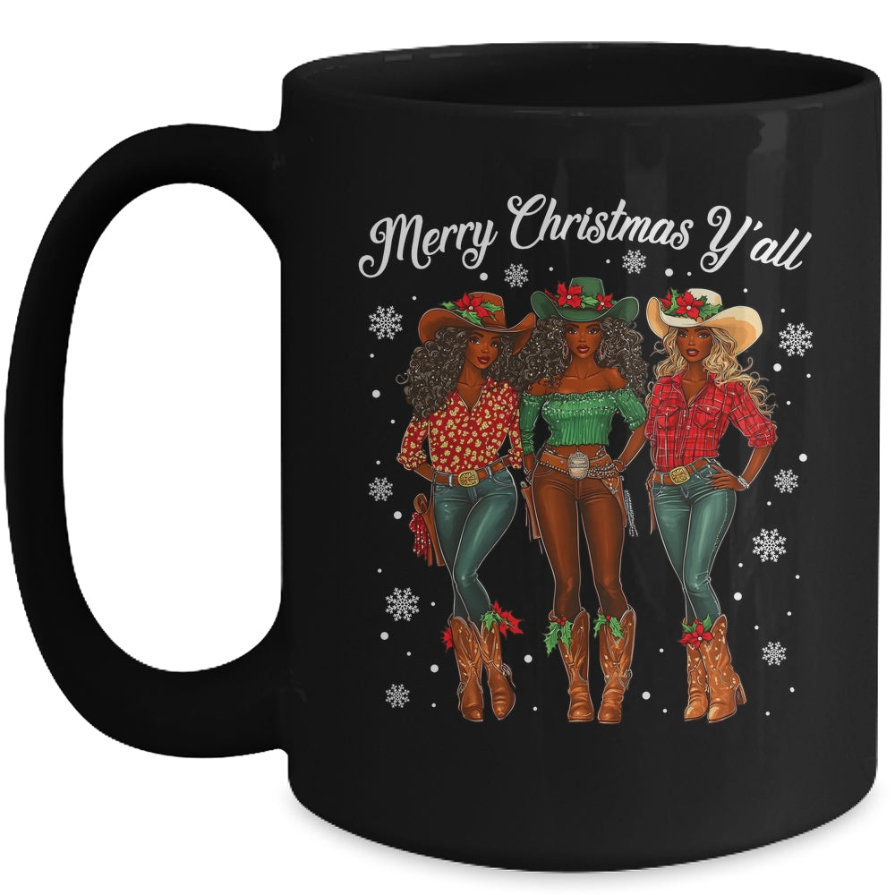 Merry Christmas Y'all Black Cowgirls African Christmas Xmas Mug | teecentury