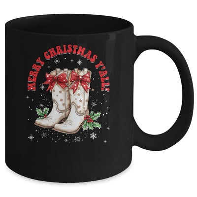 Merry Christmas Y'all Howdy Christmas Boots Cowgirl Coquette Mug | teecentury