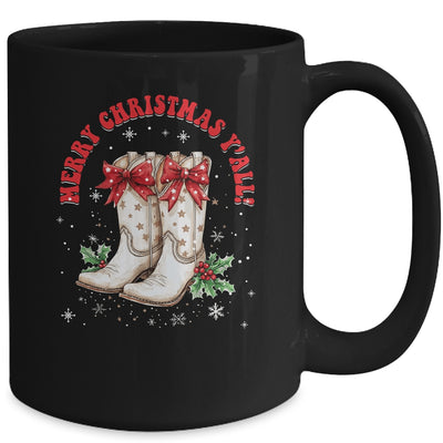Merry Christmas Y'all Howdy Christmas Boots Cowgirl Coquette Mug | teecentury