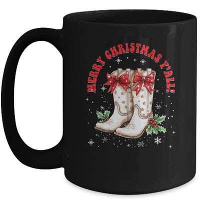 Merry Christmas Y'all Howdy Christmas Boots Cowgirl Coquette Mug | teecentury