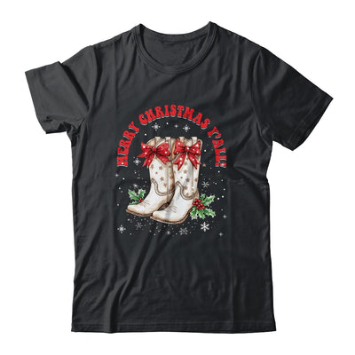 Merry Christmas Y'all Howdy Christmas Boots Cowgirl Coquette Shirt & Sweatshirt | teecentury