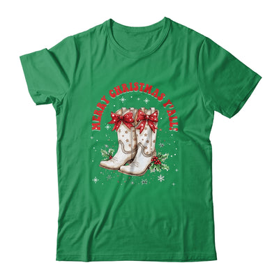 Merry Christmas Y'all Howdy Christmas Boots Cowgirl Coquette Shirt & Sweatshirt | teecentury