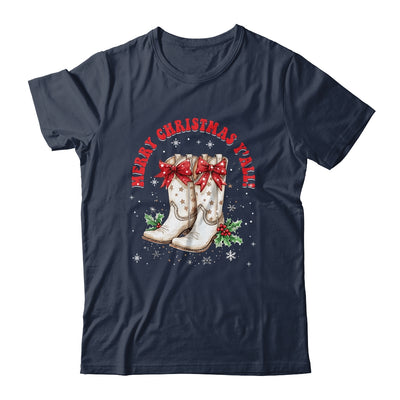 Merry Christmas Y'all Howdy Christmas Boots Cowgirl Coquette Shirt & Sweatshirt | teecentury