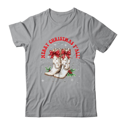 Merry Christmas Y'all Howdy Christmas Boots Cowgirl Coquette Shirt & Sweatshirt | teecentury