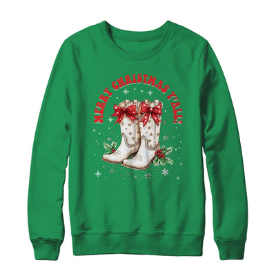 Merry Christmas Y'all Howdy Christmas Boots Cowgirl Coquette Shirt & Sweatshirt | teecentury