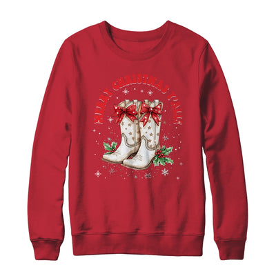Merry Christmas Y'all Howdy Christmas Boots Cowgirl Coquette Shirt & Sweatshirt | teecentury