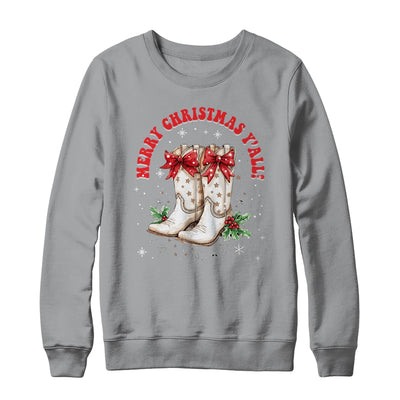 Merry Christmas Y'all Howdy Christmas Boots Cowgirl Coquette Shirt & Sweatshirt | teecentury