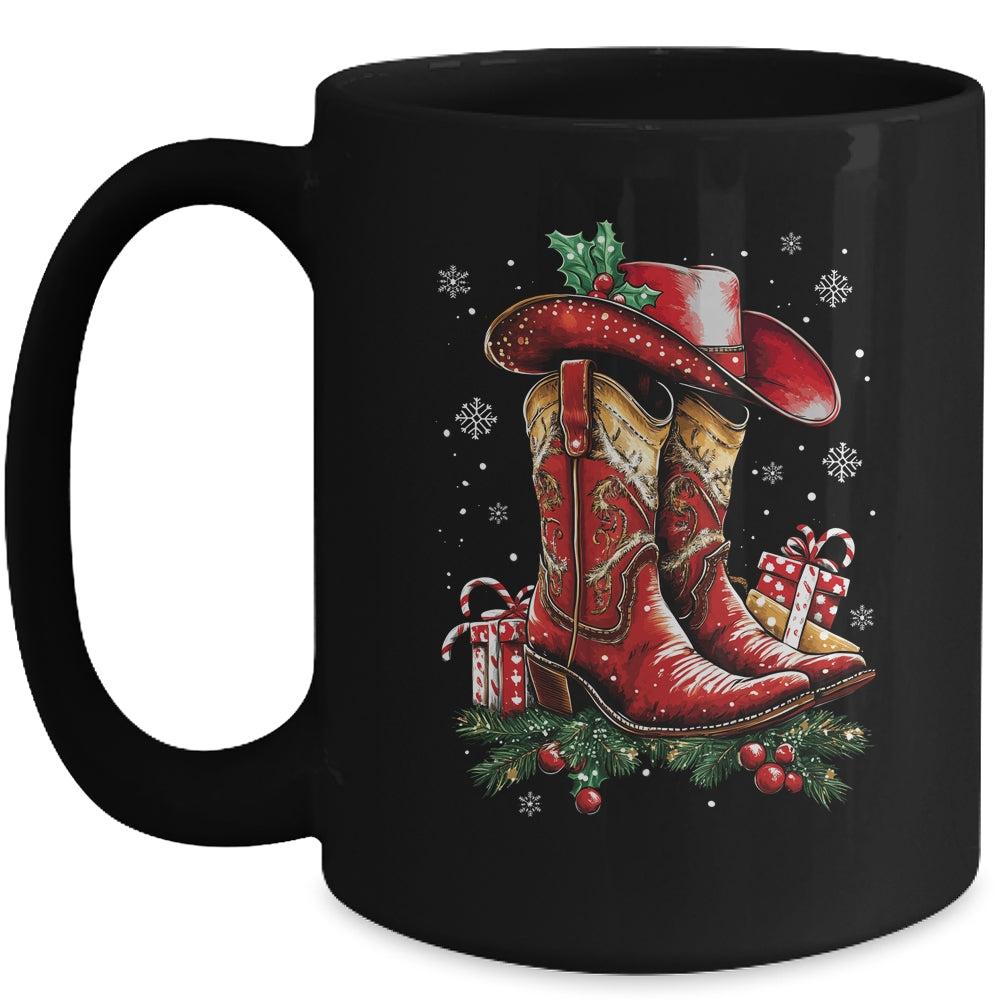 Merry Christmas Y'all Western Country Cowboy Cowgirl Boots Mug | teecentury