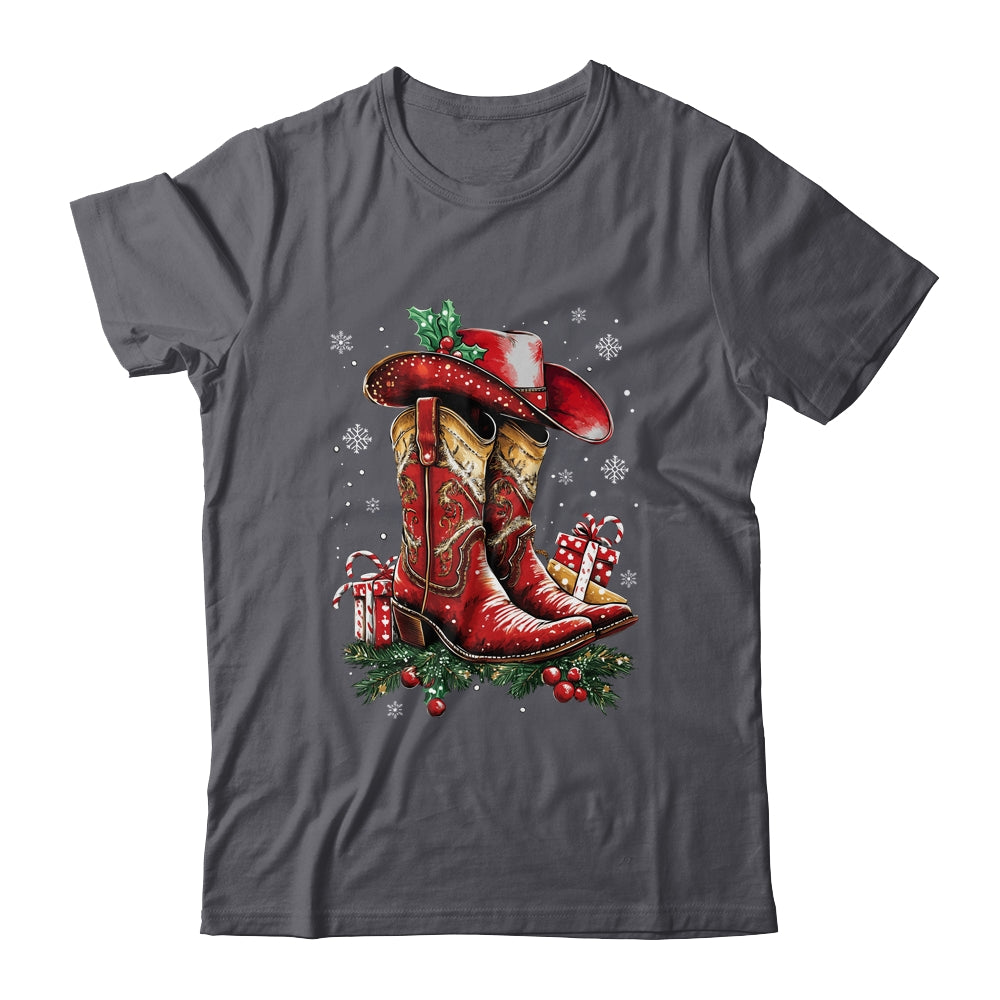 Merry Christmas Y'all Western Country Cowboy Cowgirl Boots Shirt & Sweatshirt | teecentury