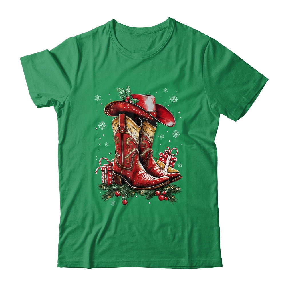Merry Christmas Y'all Western Country Cowboy Cowgirl Boots Shirt & Sweatshirt | teecentury