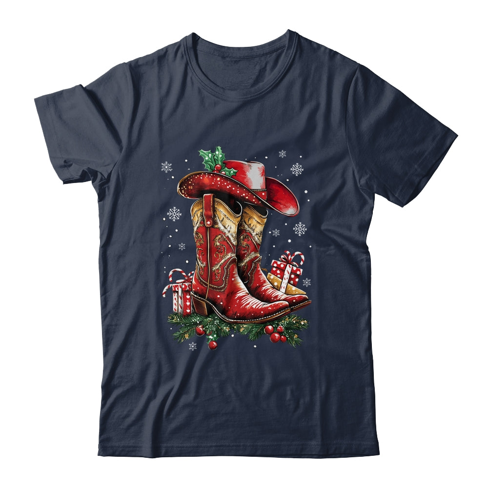 Merry Christmas Y'all Western Country Cowboy Cowgirl Boots Shirt & Sweatshirt | teecentury