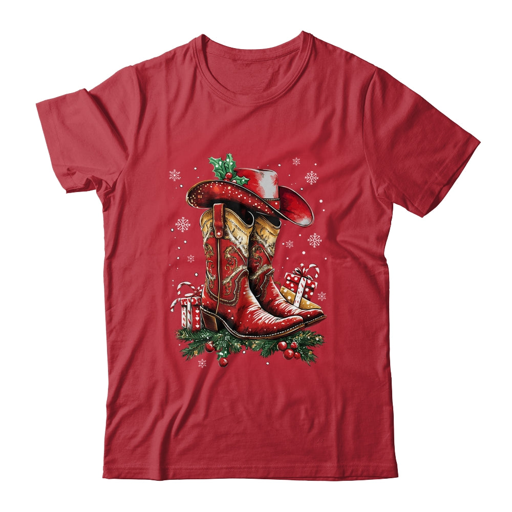 Merry Christmas Y'all Western Country Cowboy Cowgirl Boots Shirt & Sweatshirt | teecentury