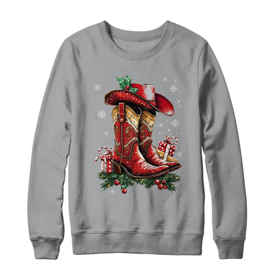 Merry Christmas Y'all Western Country Cowboy Cowgirl Boots Shirt & Sweatshirt | teecentury