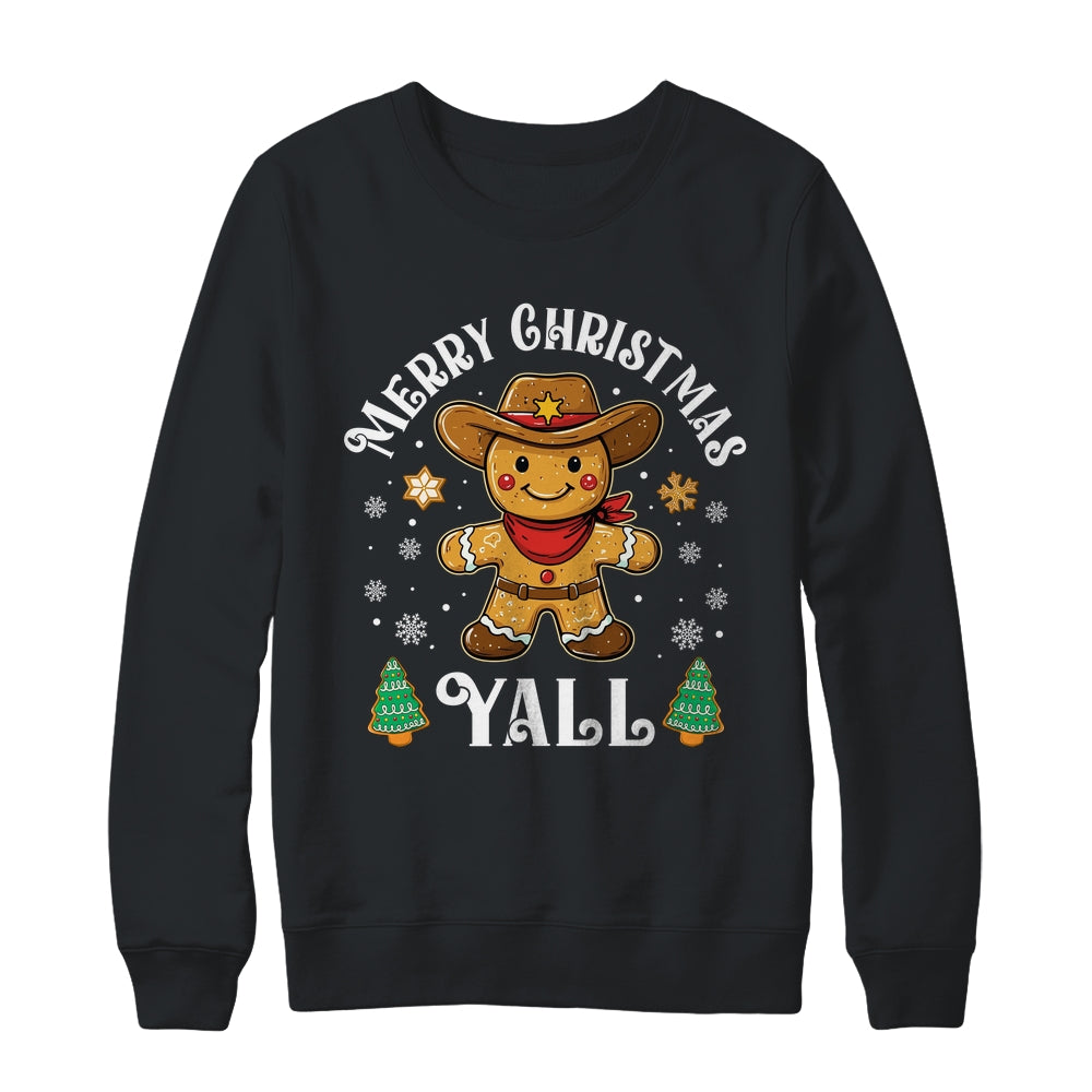 Merry Christmas Yall Gingerbread Cowboy Howdy Western Xmas Shirt & Sweatshirt | teecentury