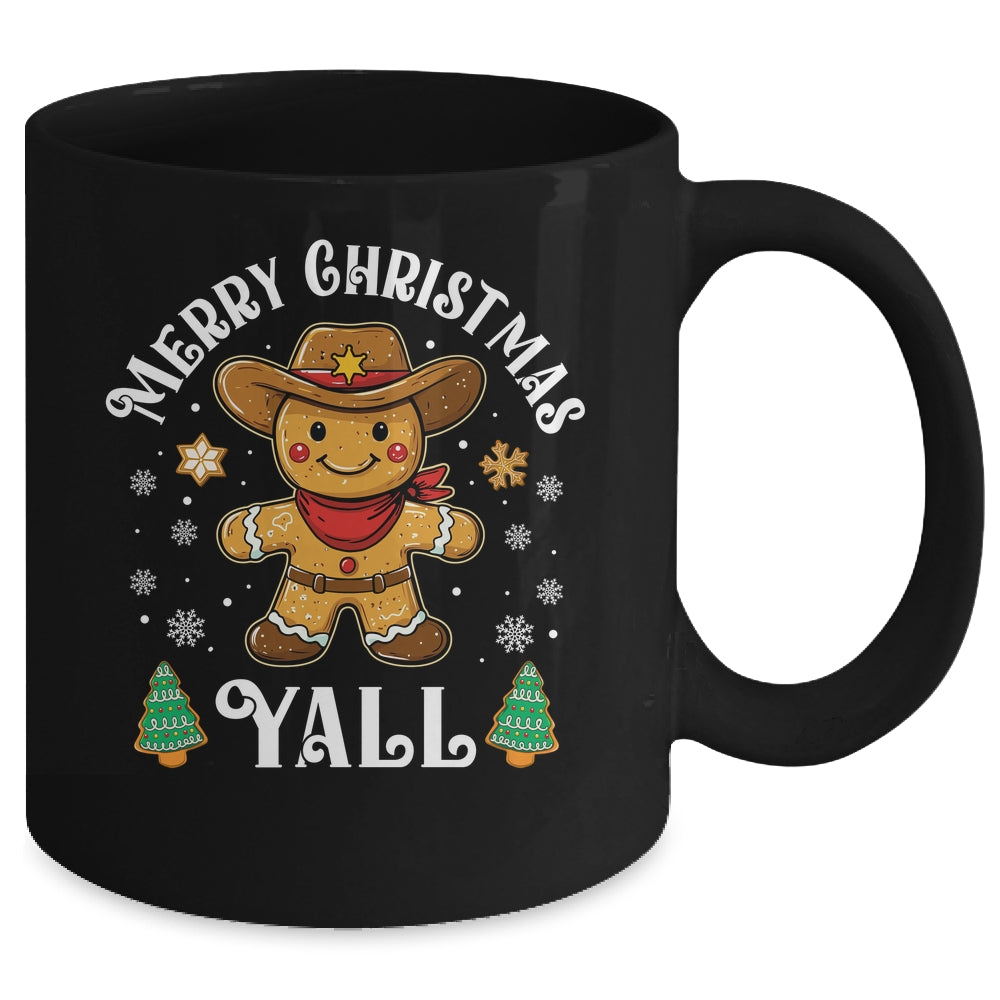 Merry Christmas Yall Gingerbread Cowboy Howdy Western Xmas Mug | teecentury