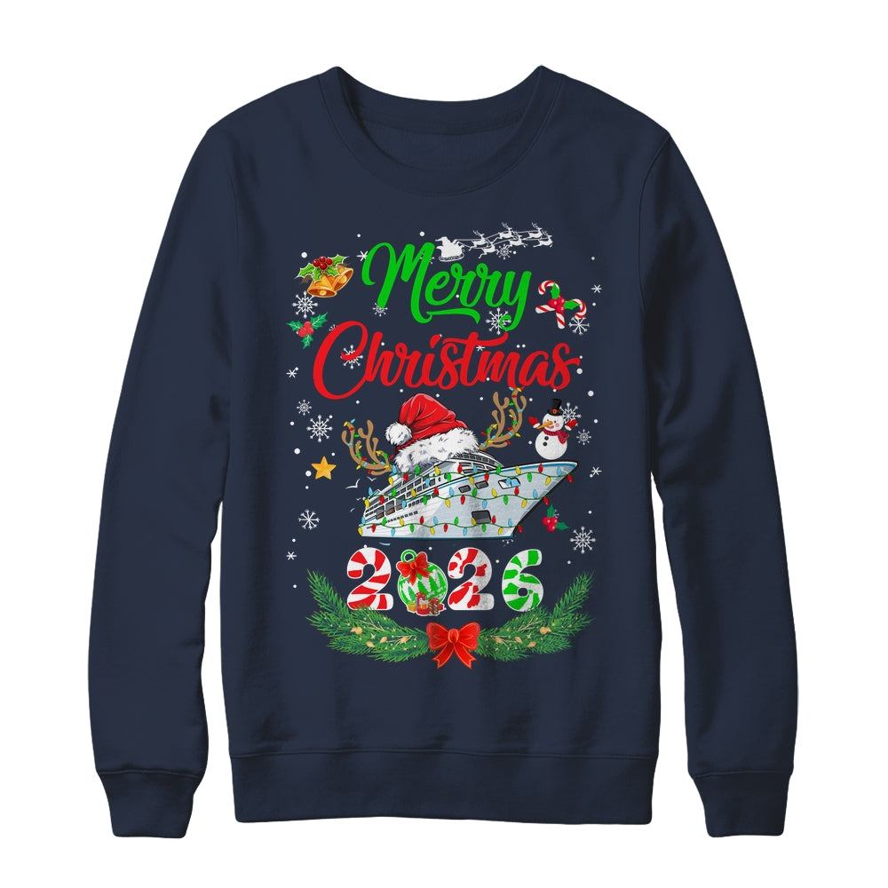 Merry Cruisemas 2026 Christmas Santa Reindeer Cruise Funny Shirt & Sweatshirt | teecentury