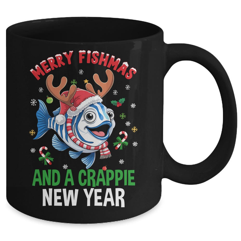 Merry Fishmas And A Crappie New Year Funny Fishing Pun Mug | teecentury