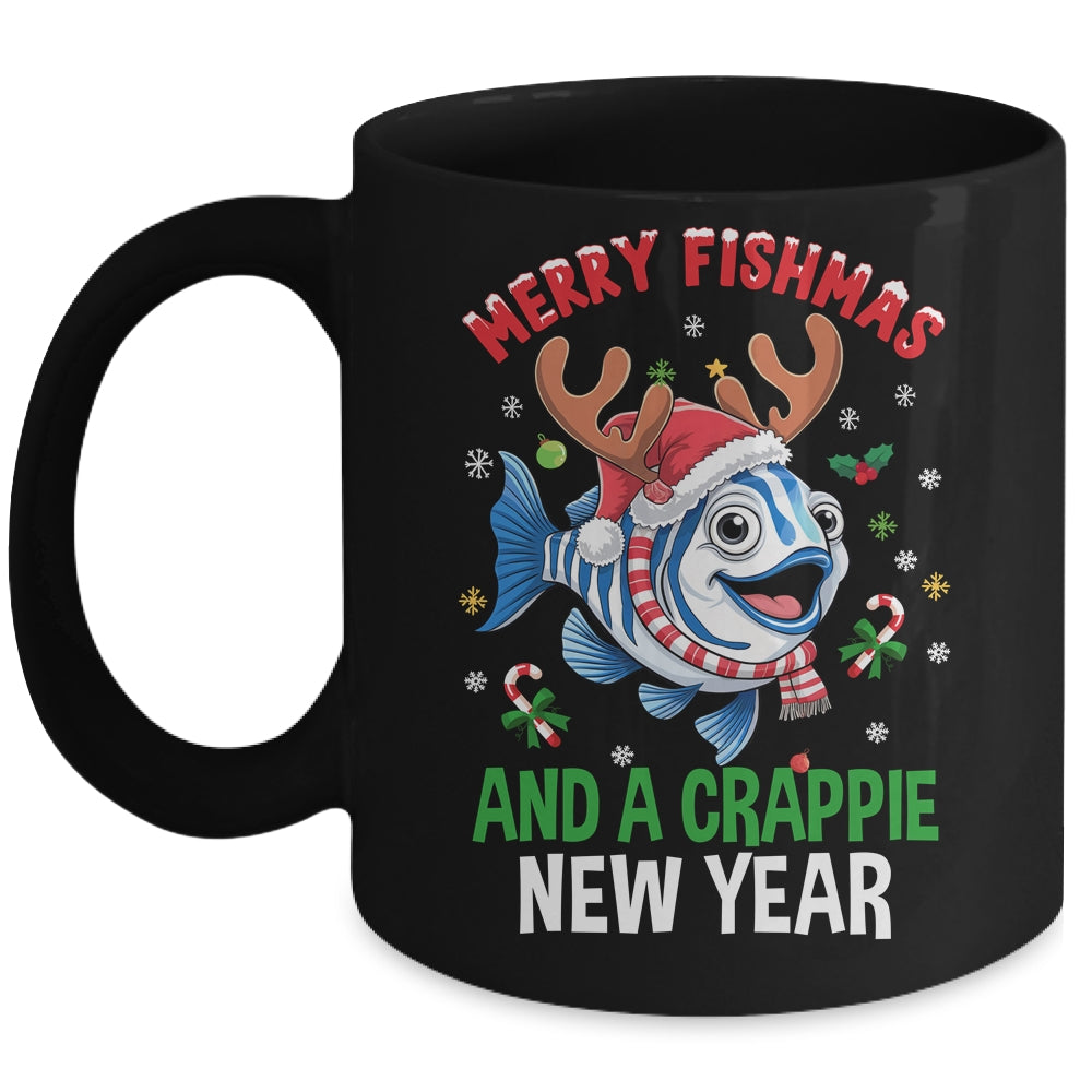 Merry Fishmas And A Crappie New Year Funny Fishing Pun Mug | teecentury