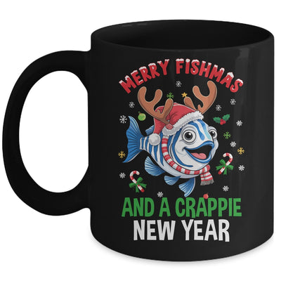 Merry Fishmas And A Crappie New Year Funny Fishing Pun Mug | teecentury