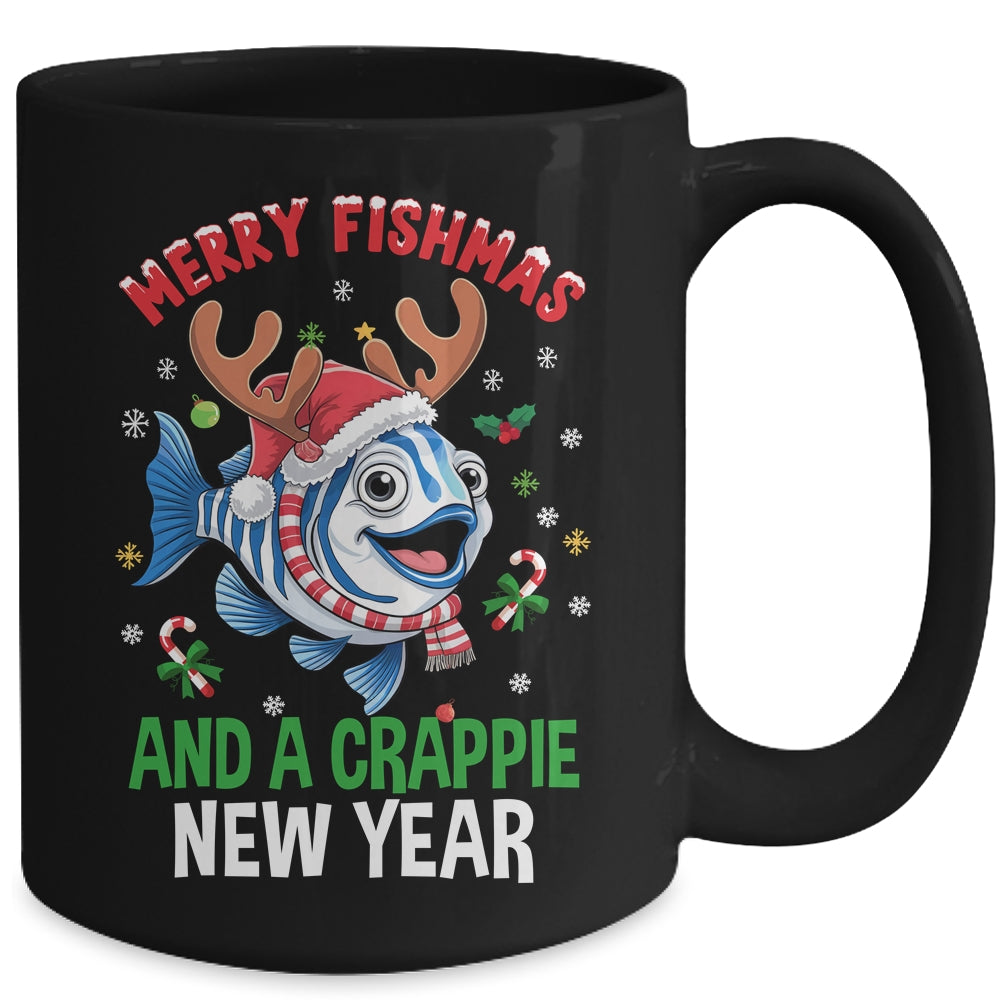 Merry Fishmas And A Crappie New Year Funny Fishing Pun Mug | teecentury