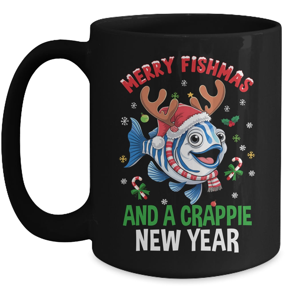 Merry Fishmas And A Crappie New Year Funny Fishing Pun Mug | teecentury
