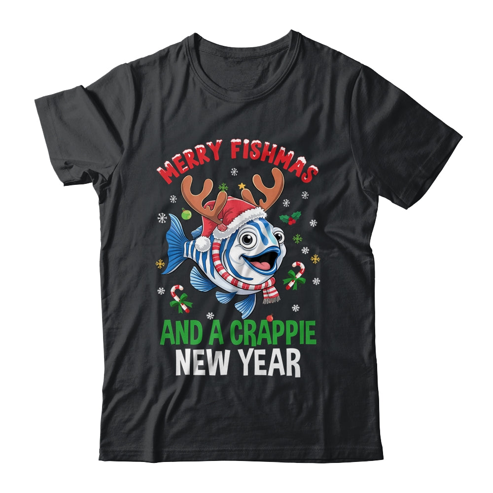 Merry Fishmas And A Crappie New Year Funny Fishing Pun Shirt & Sweatshirt | teecentury