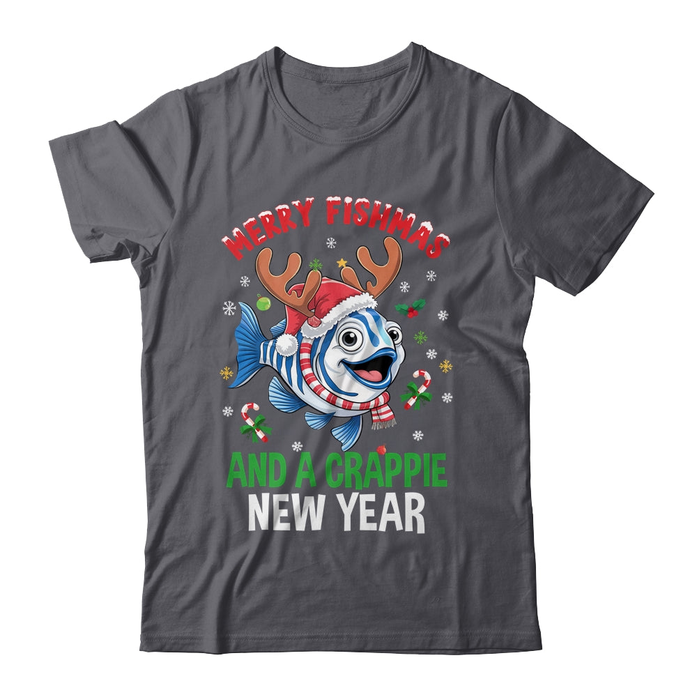 Merry Fishmas And A Crappie New Year Funny Fishing Pun Shirt & Sweatshirt | teecentury