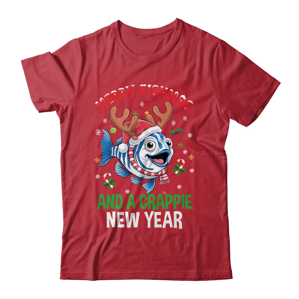 Merry Fishmas And A Crappie New Year Funny Fishing Pun Shirt & Sweatshirt | teecentury