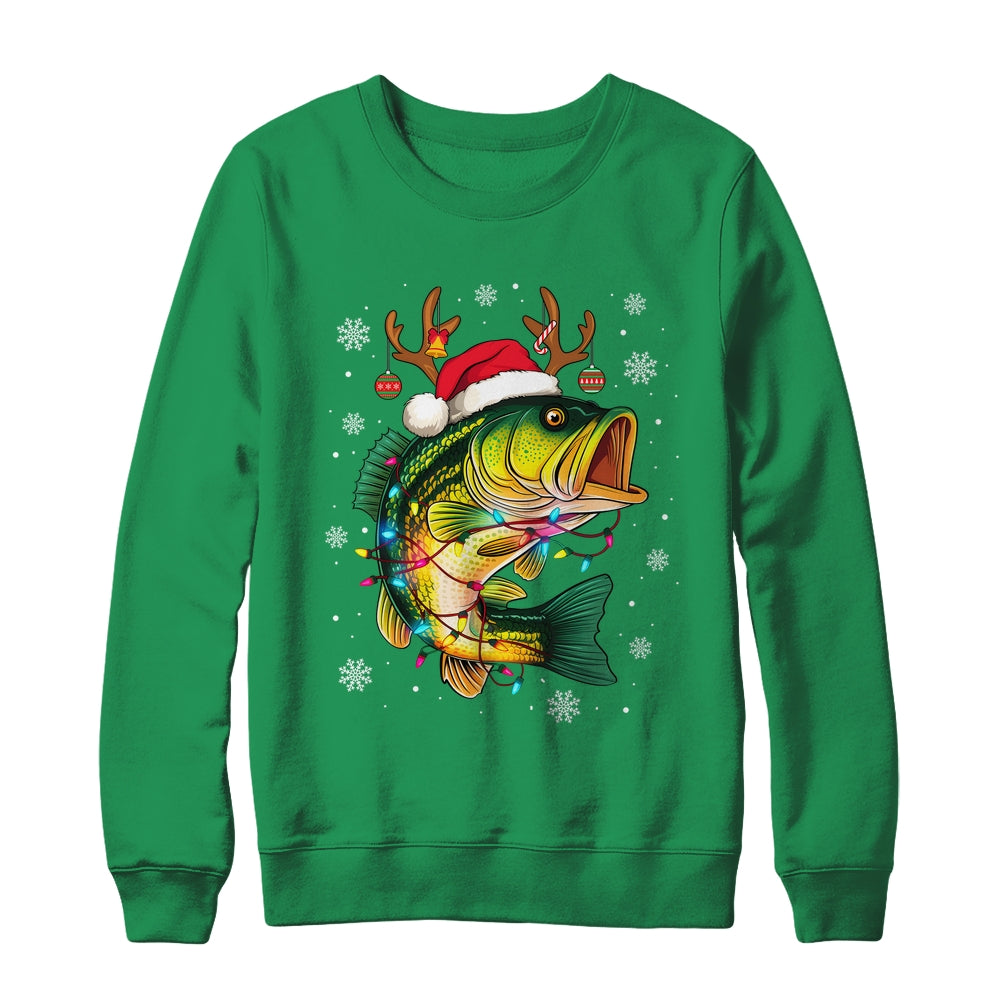 Merry Fishmas Santa Fishing Funny Fisherman Lovers Christmas Shirt & Sweatshirt | teecentury