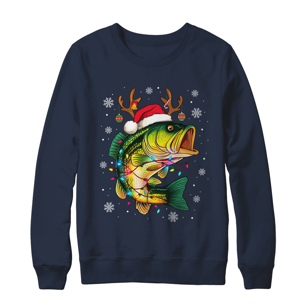 Merry Fishmas Santa Fishing Funny Fisherman Lovers Christmas Shirt & Sweatshirt | teecentury
