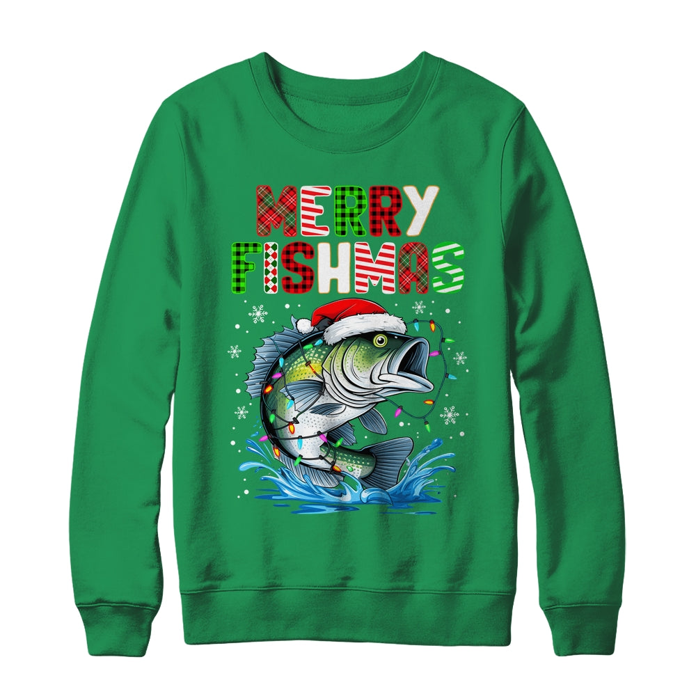 Merry Fishmas Santa Fishing Lovers Funny Fisherman Christmas Shirt & Sweatshirt | teecentury