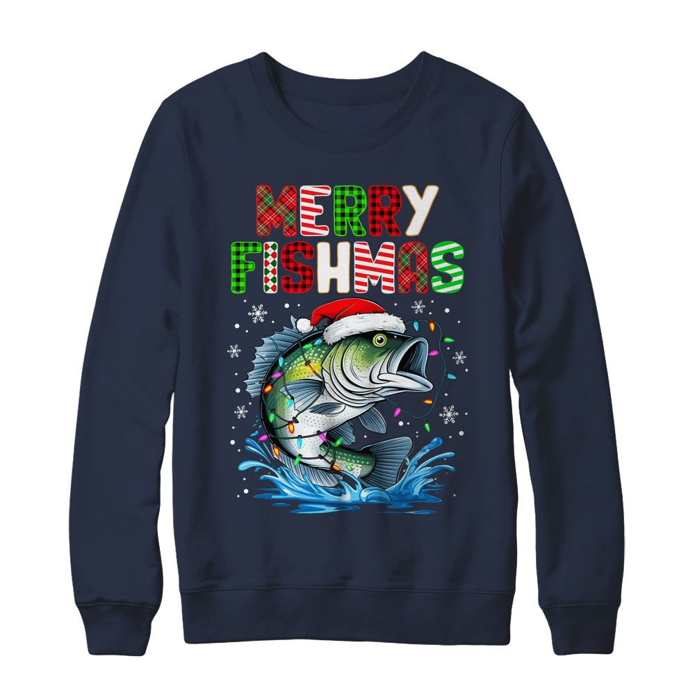 Merry Fishmas Santa Fishing Lovers Funny Fisherman Christmas Shirt & Sweatshirt | teecentury